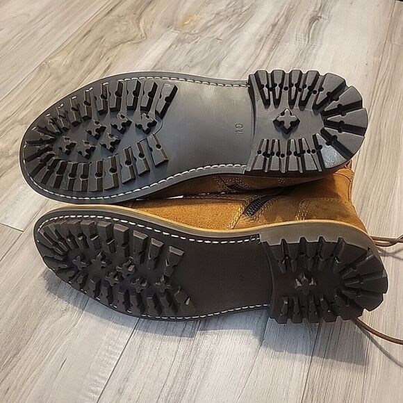 Frye Russell Boots Mens 10M Brown Suede Leather Lace-Up‎ Zip Side Stylish NEW - Picture 9 of 9